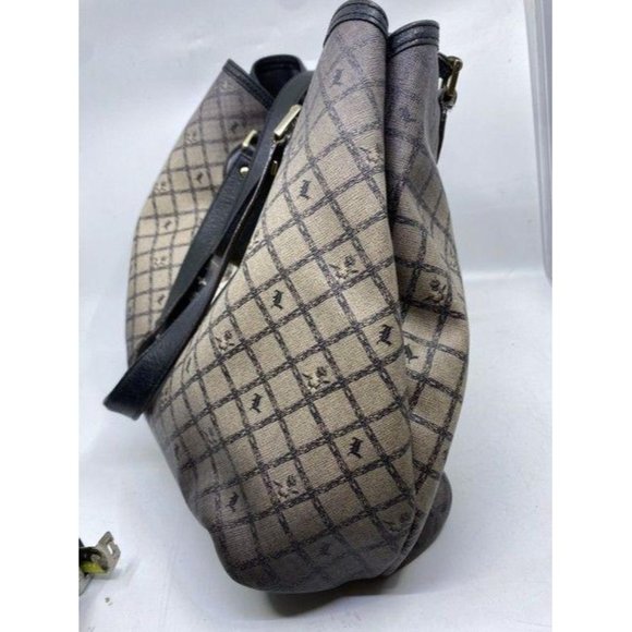 lamb shopping xl l black tan coated canvas tote - Picture 2 of 11